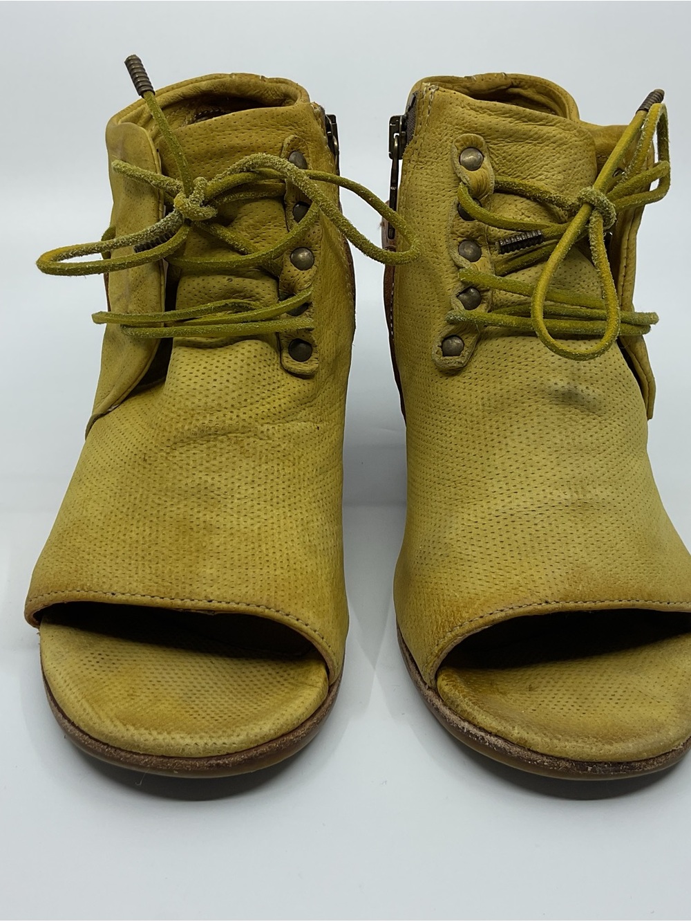 A.S.98 Olive Green Open-Toe Lace-Up Wedge Sandals - Picture 7 of 12